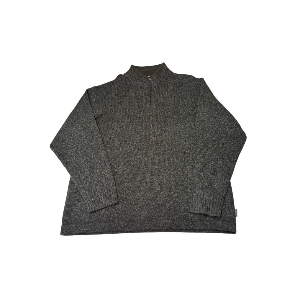 Woolrich Mens XL‎ 100% Wool Quarter Zip Sweater Dark Loden Heather 9013 Pullover